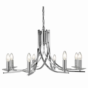 Ascona 8 Light Chrome Chandelier With Glass Sconces soft glow ceiling light