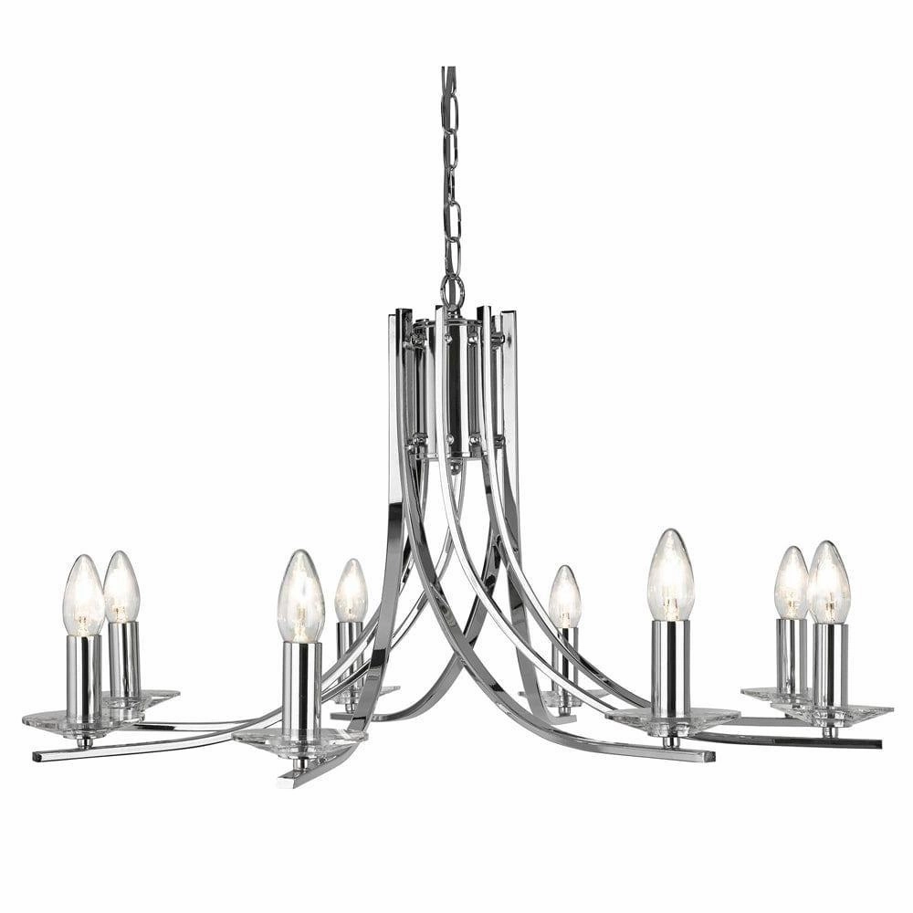 Ascona 8 Light Chrome Chandelier With Glass Sconces soft glow ceiling light