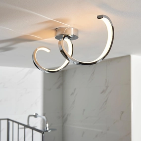 Astral Chrome LED Bathroom Semi Flush Ceiling Light white ceiling lamp