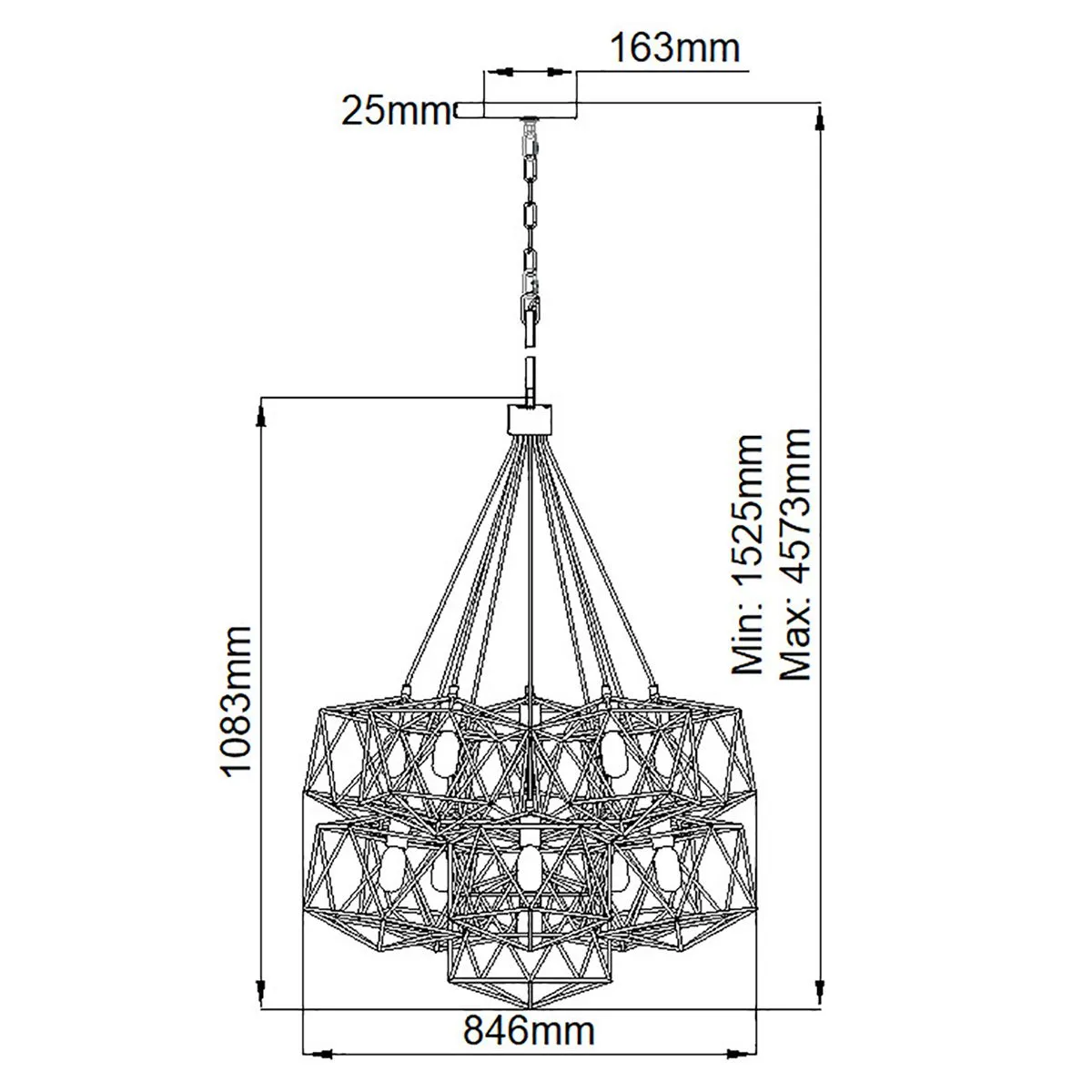 Astrid 11 Light Black Pendant Cluster