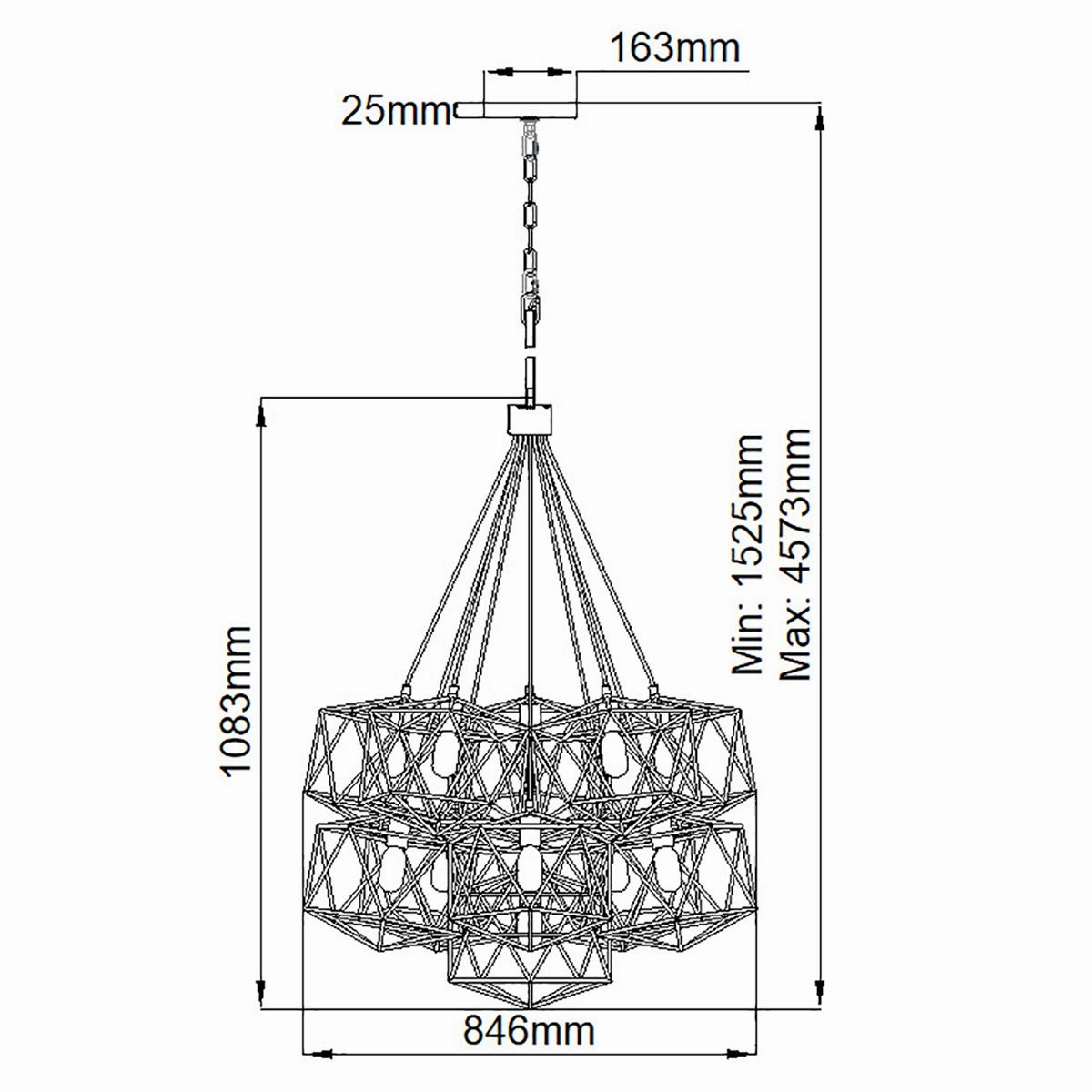 Astrid 11 Light Black Pendant Cluster