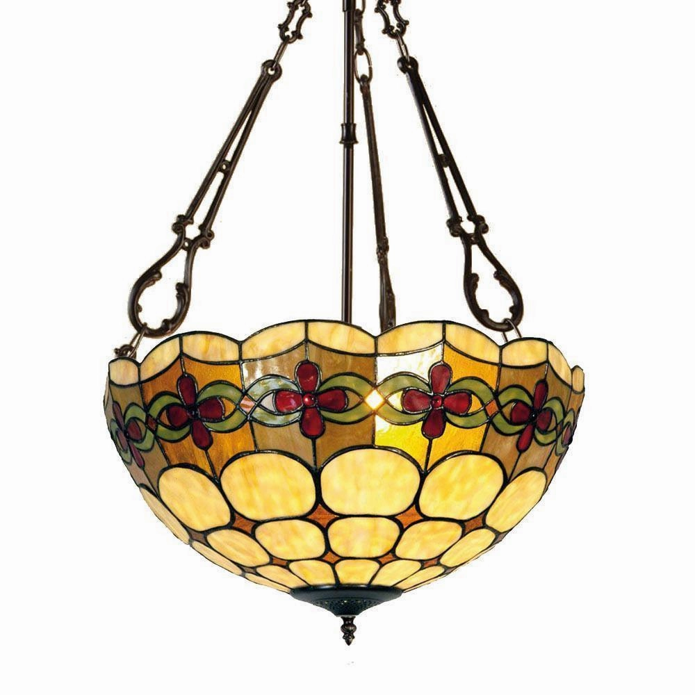 Atlantic Large Inverted Tiffany Ceiling Light - Fancy Chain recessed ceiling spot lamp
