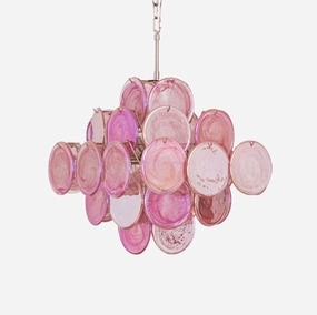 Aurelia Pink Murano Glass Chandelier minimalist reading light