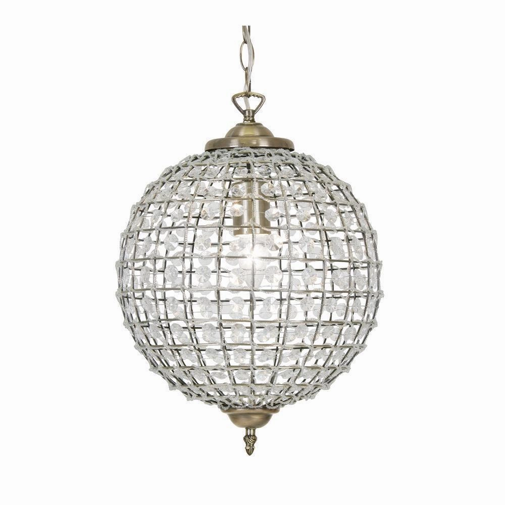 Ballon 3 Light Antique Brass & Crystal Globe Pendant  - 45cm Damaged Box sleek LED ceiling lamp