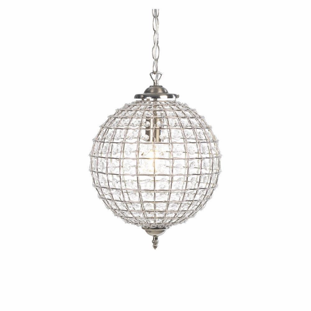 Ballon Antique Chrome & Acrylic Beaded Pendant - 45cm white ceiling lamp