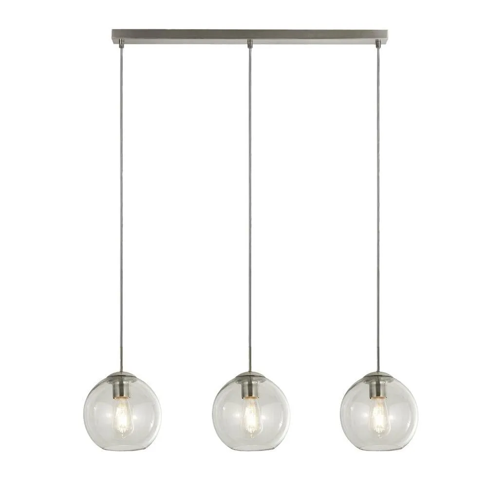 Balls 3 Light Chrome Bar Pendant With Clear Glass Shades Damaged Box flush mount ceiling fixture
