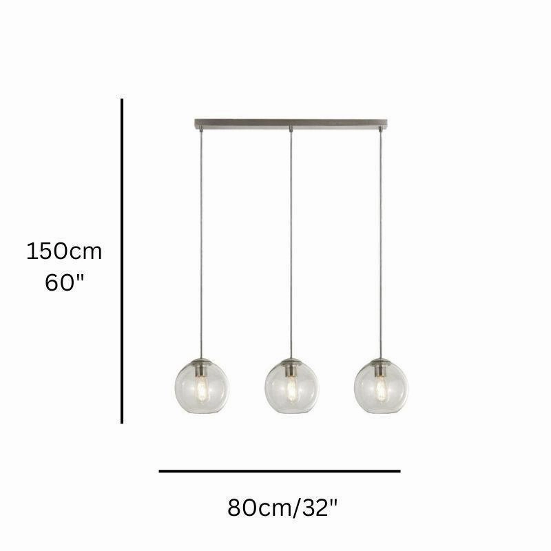 Balls 3 Light Chrome Bar Pendant With Clear Glass Shades Damaged Box