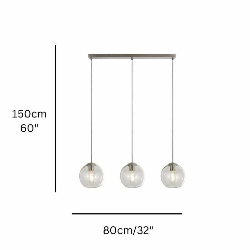 Balls 3 Light Chrome Bar Pendant With Clear Glass Shades Damaged Box