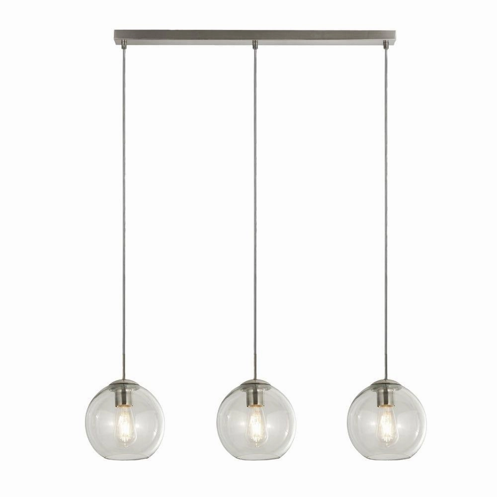 Balls 3 Light Chrome Bar Pendant With Clear Glass Shades Damaged Box sleek LED ceiling lamp