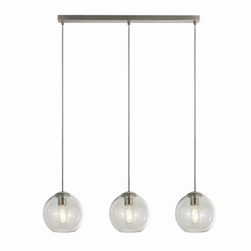 Balls 3 Light Chrome Bar Pendant With Clear Glass Shades Damaged Box white ceiling lamp