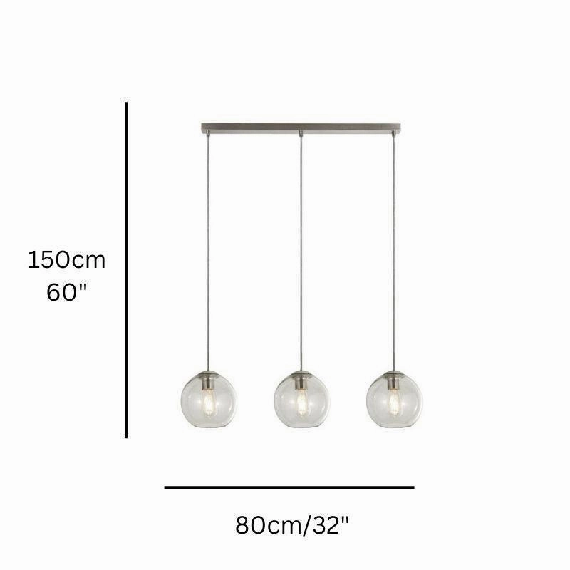 Balls 3 Light Chrome Bar Pendant With Clear Glass Shades Damaged Box