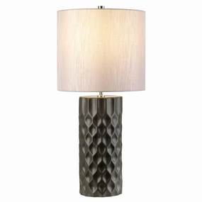 Barbican 1 Light Graphite Ceramic Table Lamp Elstead Lighting energy-saving LED light