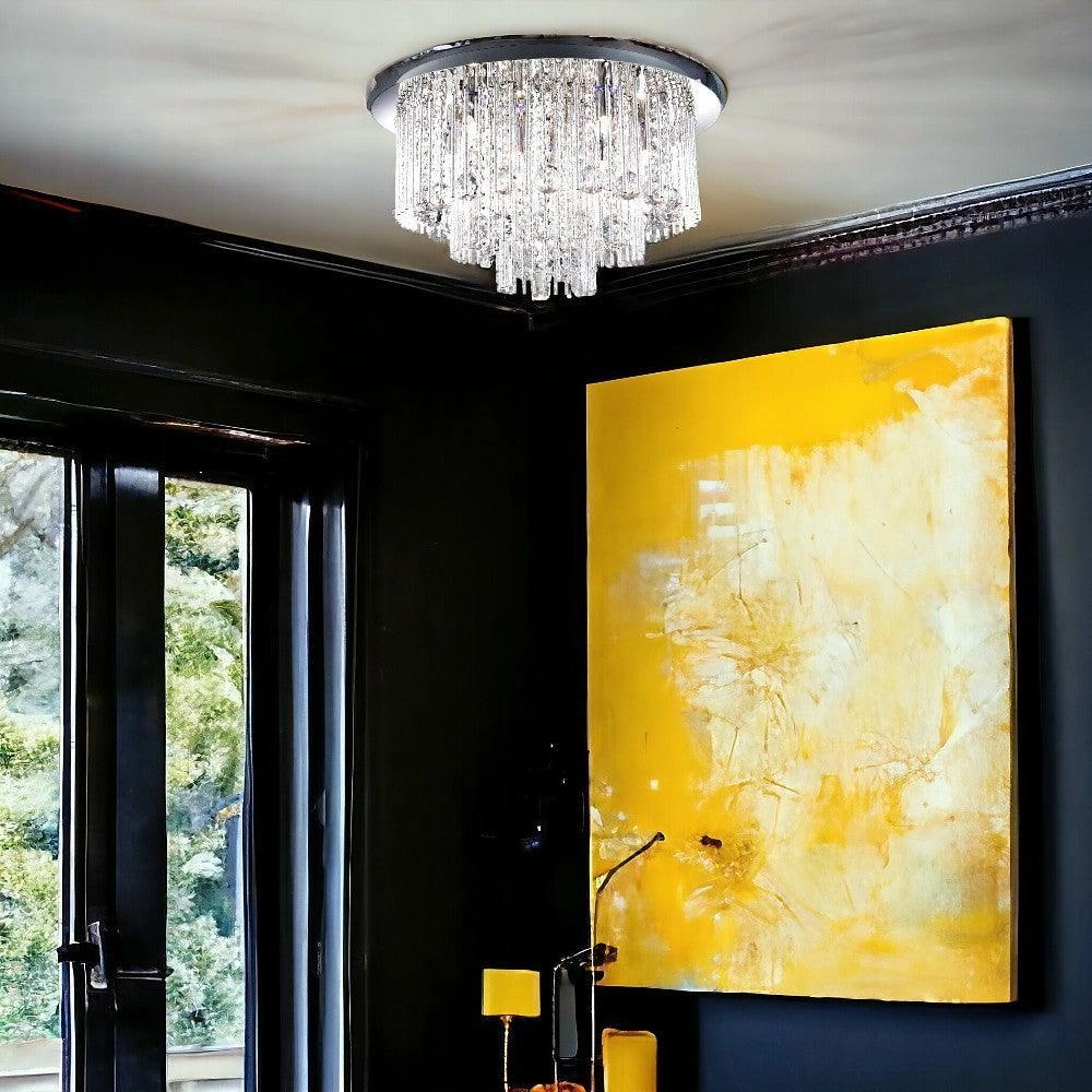 Beatrix Blue LED 8 Light Chrome & Crystal Ceiling Flush