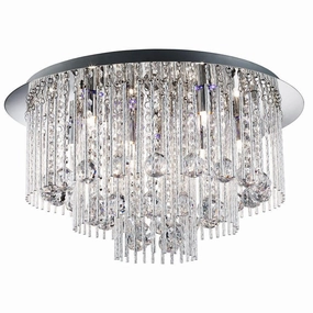 Beatrix Blue LED 8 Light Chrome & Crystal Ceiling Flush soft glow ceiling light