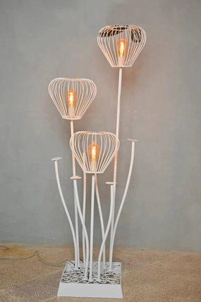 Beautiful White Stand Flower Floor Lamp creative lampshade design