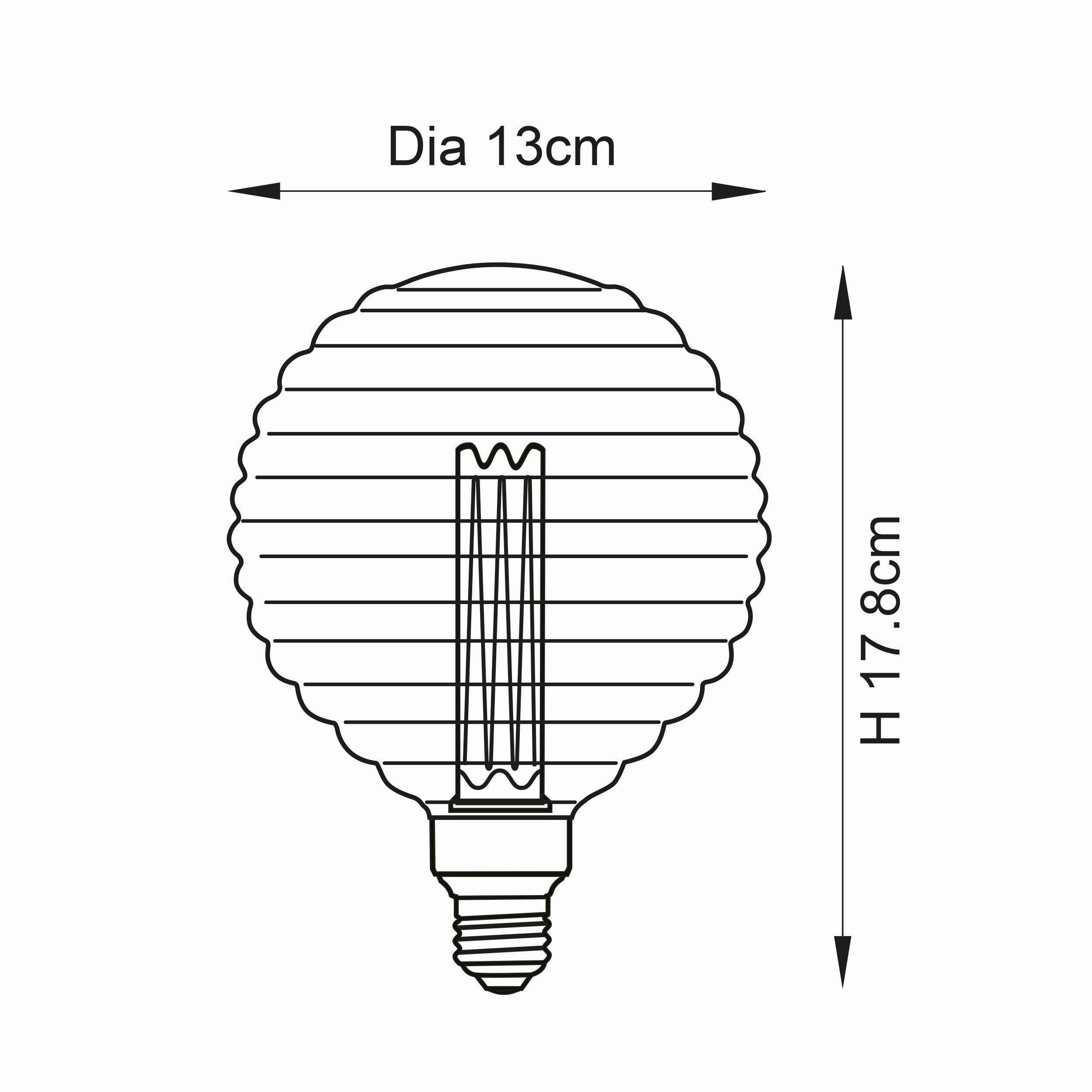 Beehive E27 Amber Tinted Ribbed 2.5w LED Light Bulb