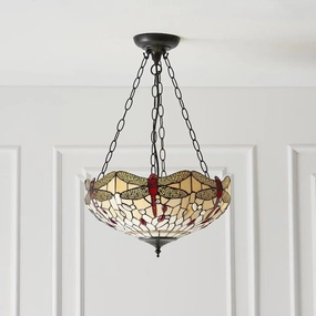 Beige Dragonfly Inverted Tiffany Ceiling Light recessed ceiling spot lamp