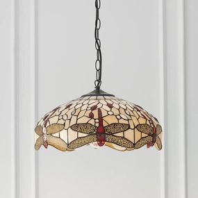 Beige Dragonfly Medium 1 Light Tiffany Ceiling Light recessed ceiling spot lamp