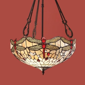 Beige Dragonfly Medium Inverted Tiffany Ceiling Light recessed ceiling spot lamp