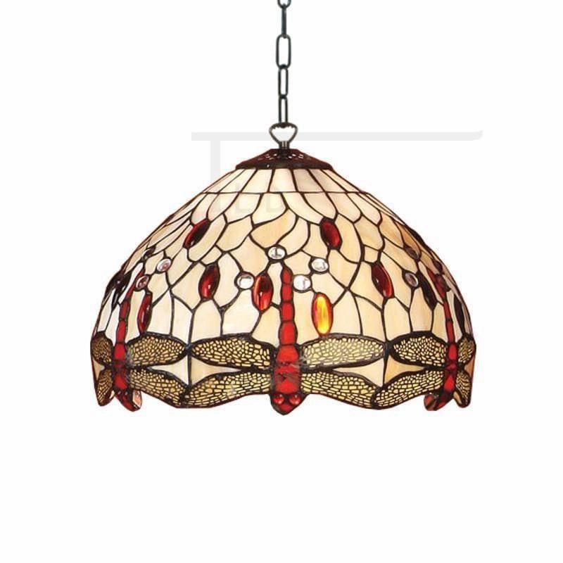 Beige Dragonfly Tiffany Small Ceiling Light - Single Bulb recessed ceiling spot lamp