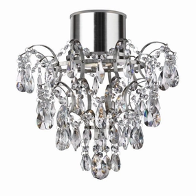 Belle Chrome Semi-Flush Bathroom Crystal Chandelier ambient ceiling fixture