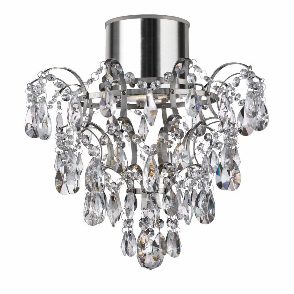Belle Chrome Semi-Flush Bathroom Crystal Chandelier ambient ceiling fixture