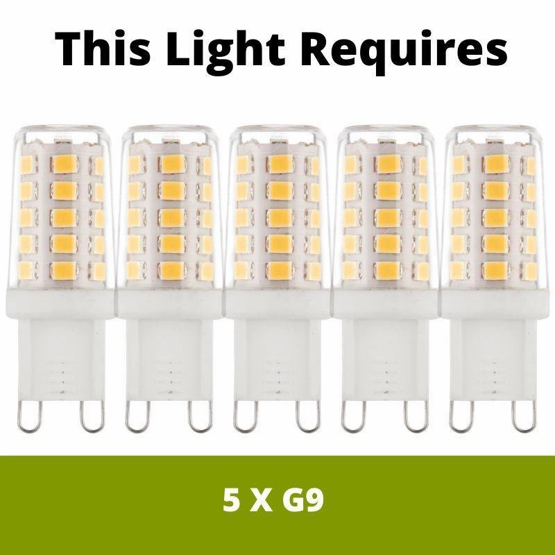 Bellis 5 Light Semi-Flush Chrome Ceiling Light, Flower Glass