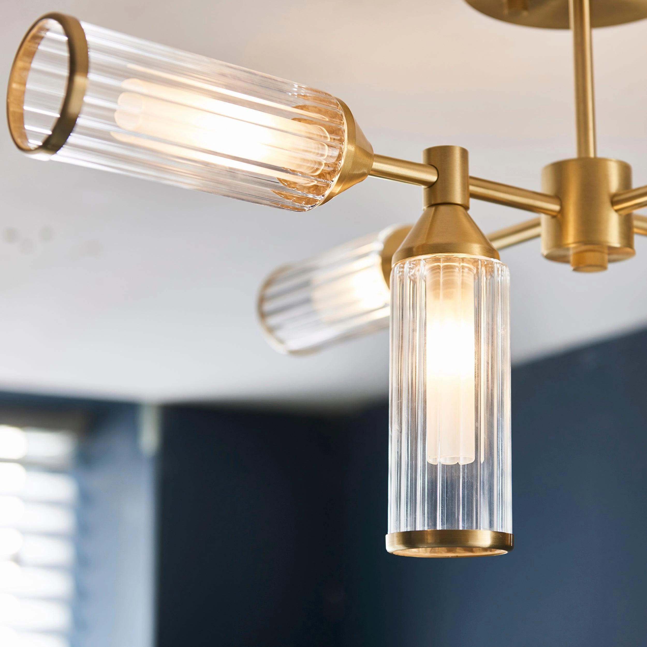 Belsize 6 Light Semi-Flush With Clear Ribbed Glass Shades