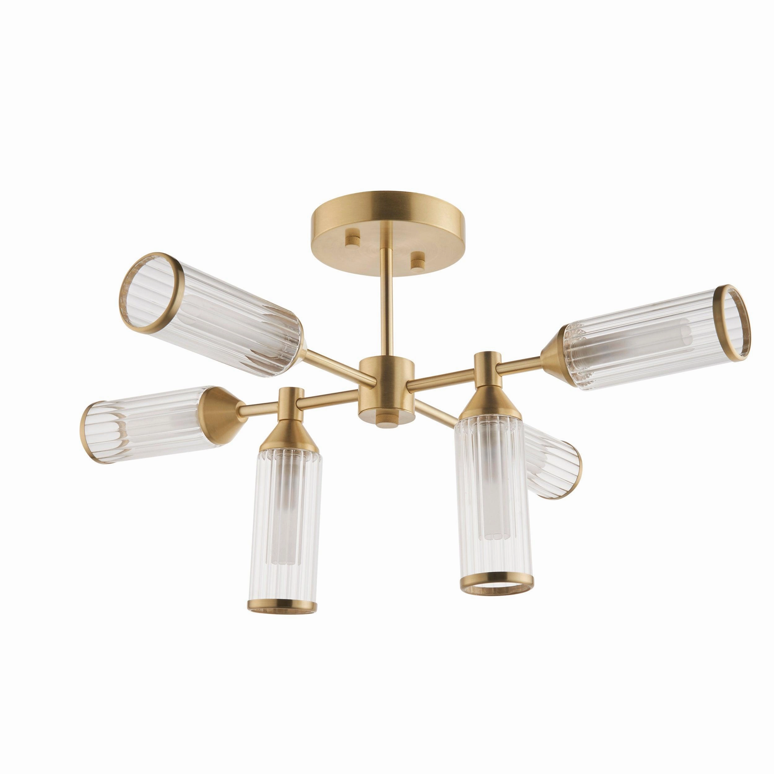 Belsize 6 Light Semi-Flush With Clear Ribbed Glass Shades