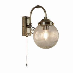 Belvue 1 Light Brass Bathroom Wall Light, Clear Globe Shade vintage desk lamp