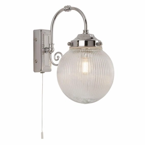Belvue 1 Light Chrome Bathroom Wall Light, Clear Globe Shade vintage desk lamp