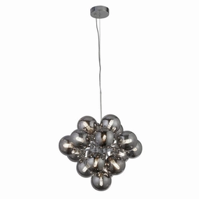 Berry 17 Light Chrome Ceiling Pendant With Smoked Glass soft glow ceiling light