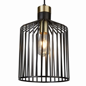 Bird Cage 1 Light Black & Gold Ceiling Pendant - 22cm ambient ceiling fixture