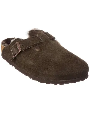 Birkenstock Boston Suede & Shearling Narrow Mule