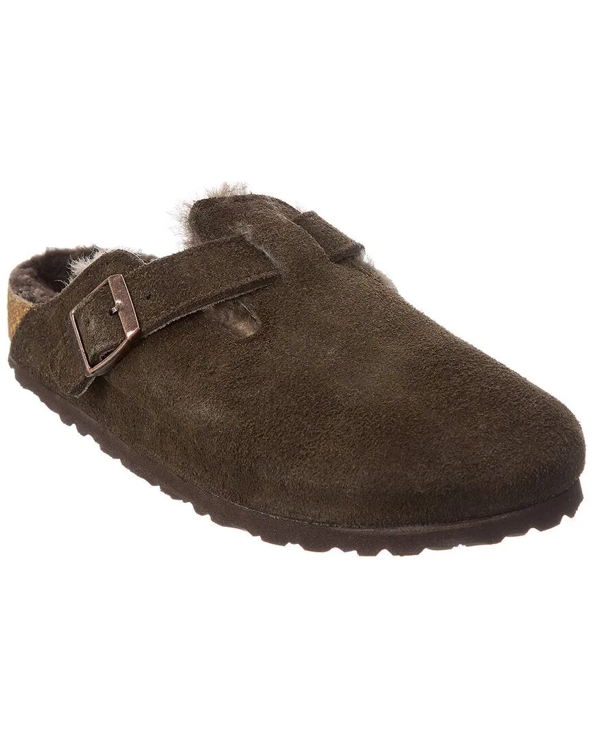 Birkenstock Boston Suede & Shearling Narrow Mule