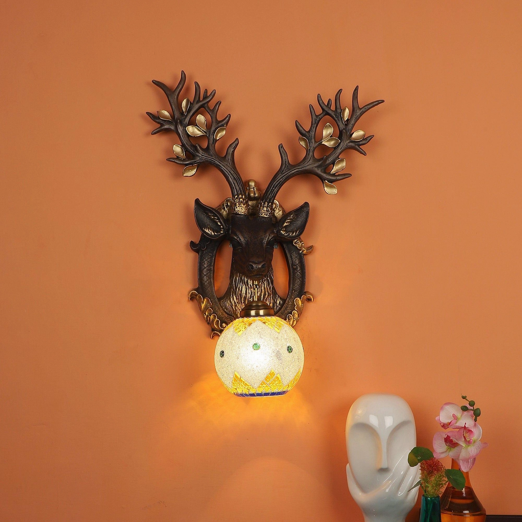 Black and Gold Wood Multicolor beautiful Reindeer design Wall Lights decorative ceiling fixture