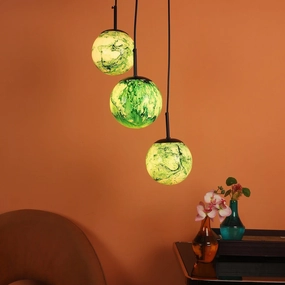 Black And Green 3 Iron Cluster Hanging Light decorative ceiling fixture