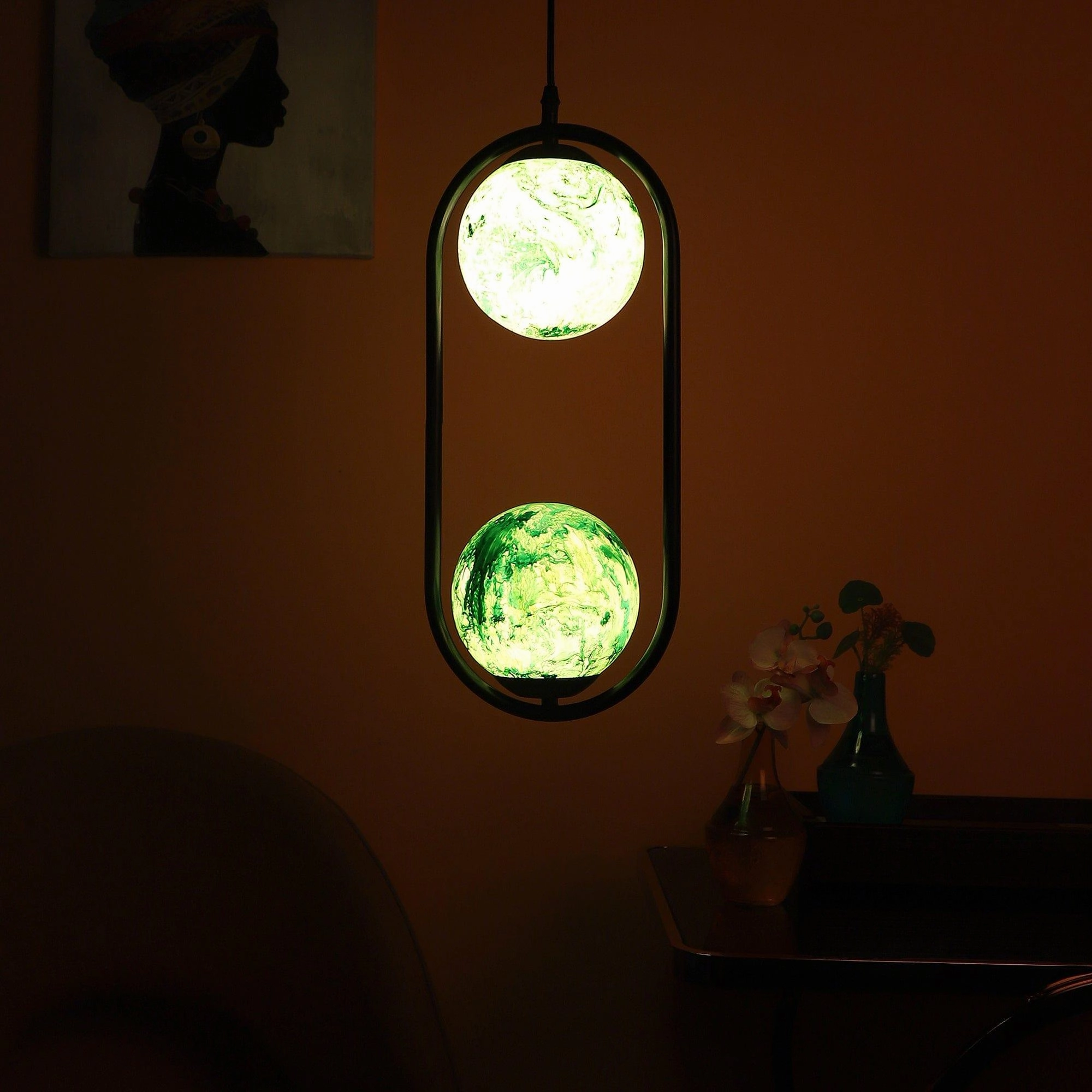 Black And  Green Modern Metal Hanging Light