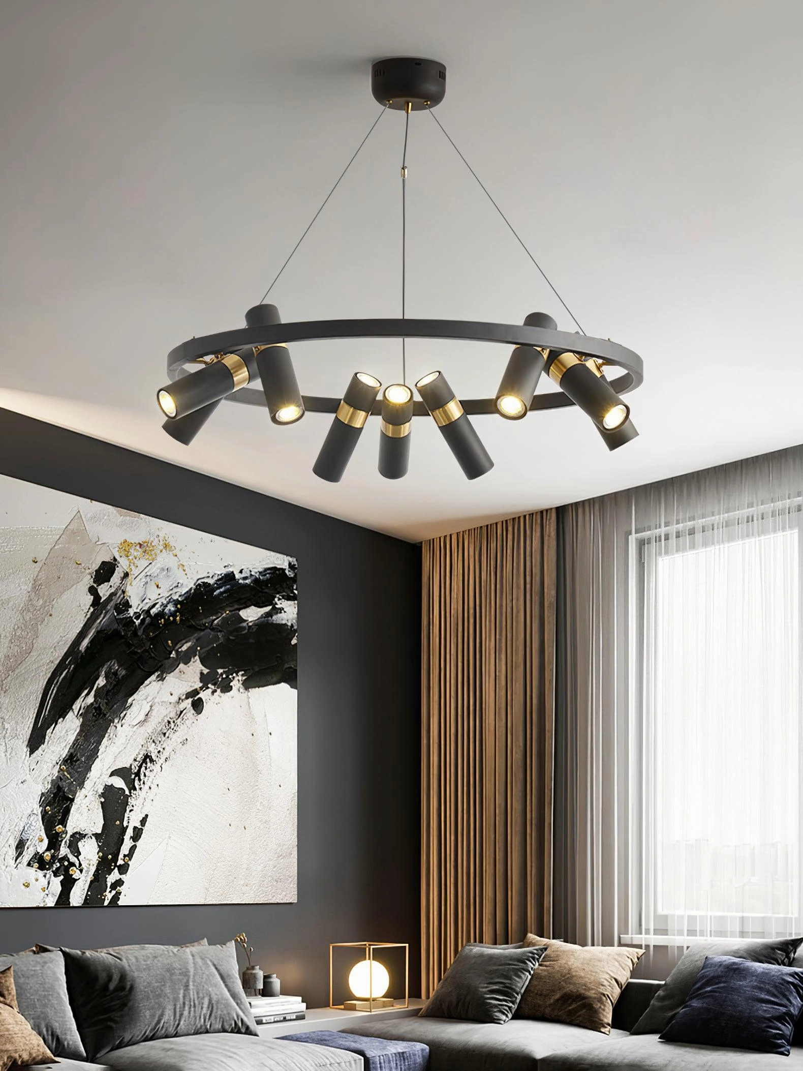 Black Mutil Pipe Chandelier