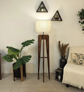 Blender Wooden Floor Lamp with Premium Beige Fabric Lampshade (BULB NOT INCLUDED) creative lampshade design