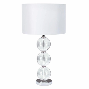 Bliss Glass Ball Stacked Table Lamp - White Shade energy-saving LED light