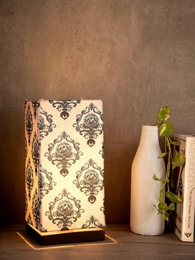 Block Print Lamp with Wooden Base decorative ceiling fixture