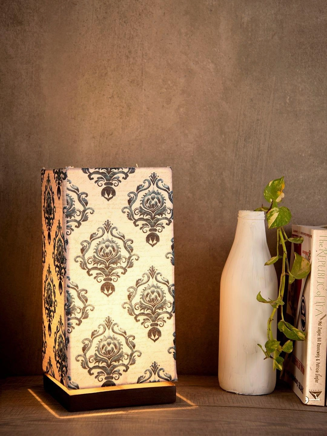 Block Print Lamp with Wooden Base decorative ceiling fixture