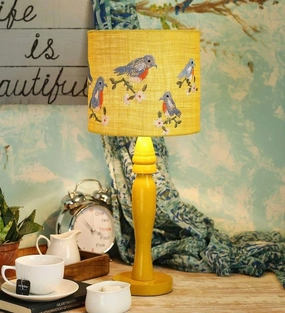 Blue Birds on Jute Lamp decorative ceiling fixture