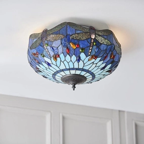 Blue Dragonfly Medium Flush Tiffany Ceiling Light recessed ceiling spot lamp