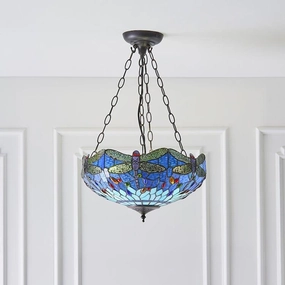 Blue Dragonfly Medium Inverted Tiffany Ceiling Light recessed ceiling spot lamp