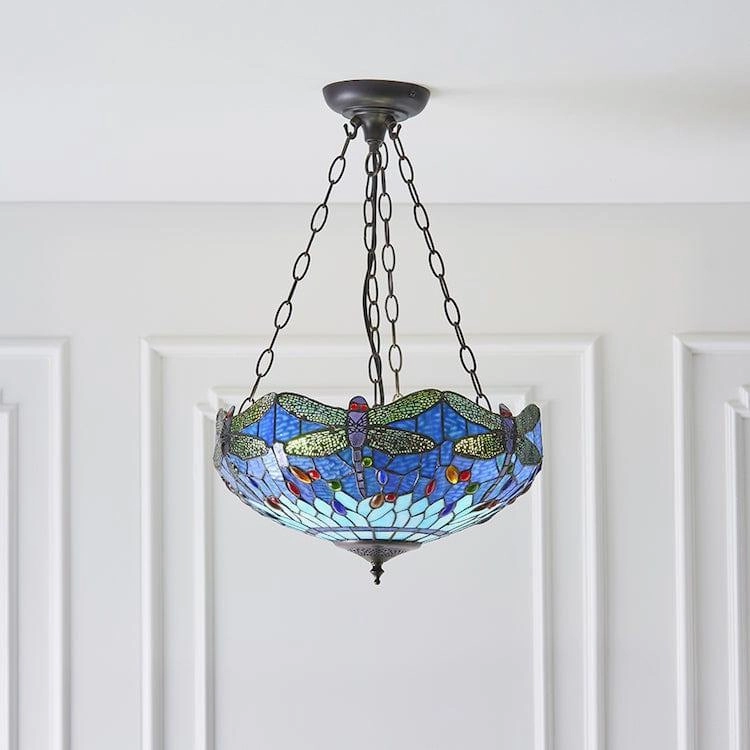 Blue Dragonfly Medium Inverted Tiffany Ceiling Light recessed ceiling spot lamp