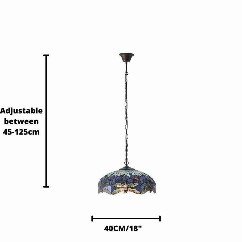 Blue Dragonfly Medium Tiffany Ceiling Light - 1 Bulb Fitting