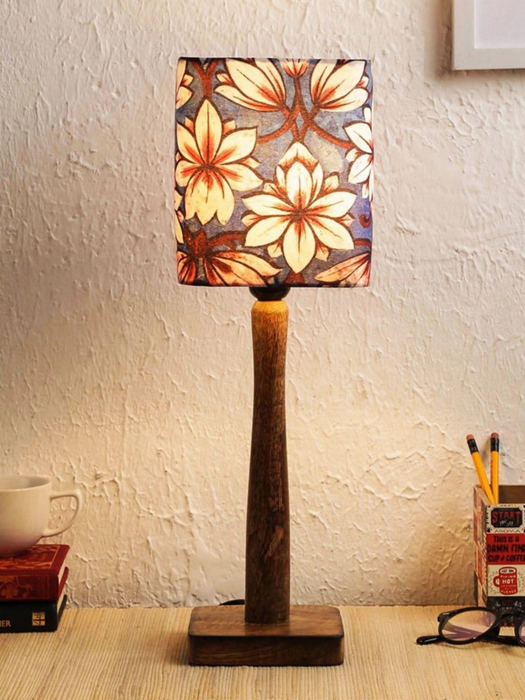 Blue Flowers Wooden Lamp decorative ceiling fixture