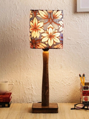 Blue Flowers Wooden Lamp decorative ceiling fixture